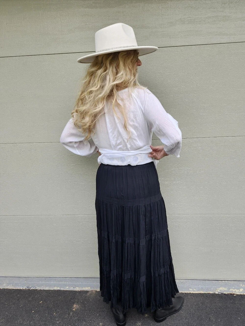 Carole Little Ex Cond Pro Clean Stretch-Waist Tiered Boho Maxi Skirt, M, $45